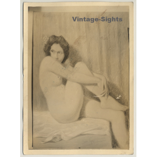 Léon Eygelshoven (1882-1967): Nude Study *12 (Vintage Photo Of Drawing ~1920s/1930s)