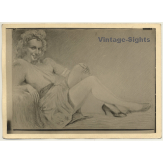 Léon Eygelshoven (1882-1967): Female Study *3 (Vintage Photo Of Drawing ~1920s/1930s)