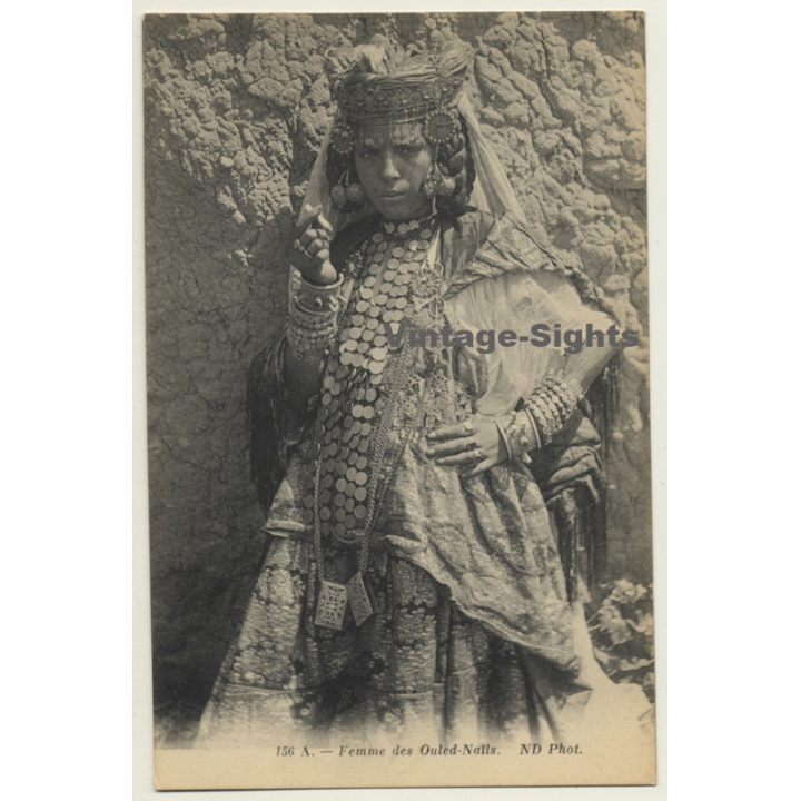 Algeria: Femme Des Ouled-Nails / Headdress - Ethnic (Vintage PC)