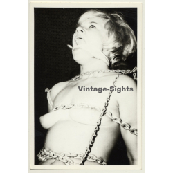 Blonde Nude Tied To Chair *2 / Chain - Bondage - Gag - BDSM (Vintage Photo ~1960s)
