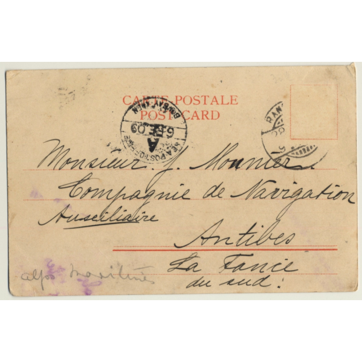 Rangoon / Burma: Elephant At Work - Poozoondoung Creek (Vintage PC 1909)