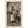 India: Native Girls - Coolis / Head-Carrying - Ethnic (Vintage RPPC)