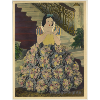 Snow White In Real Flower Skirt (4 Hand Tinted Gelatin Silver Prints ~1930s/1940s)