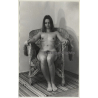 Natural Pretty Nude In Wicker Chair*11 / Boobs (Vintage Photo Germany ~1960s)