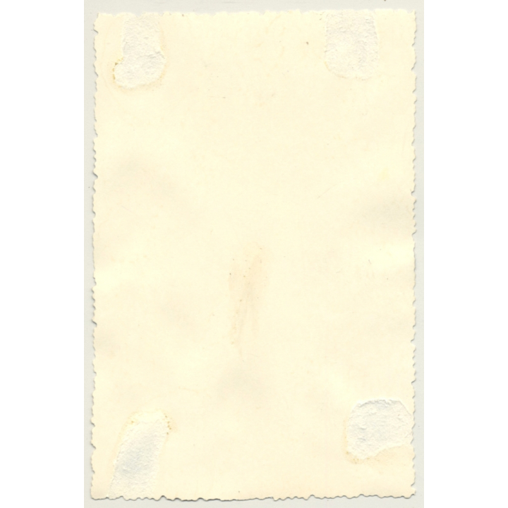 Natural Brunette Nude Leans Against Tree Trunk / Nudism (Vintage PC ~1950s)