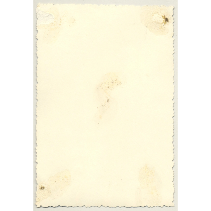 Nude Female With Flowers Outdoors / Nudism (Vintage PC ~1950s)