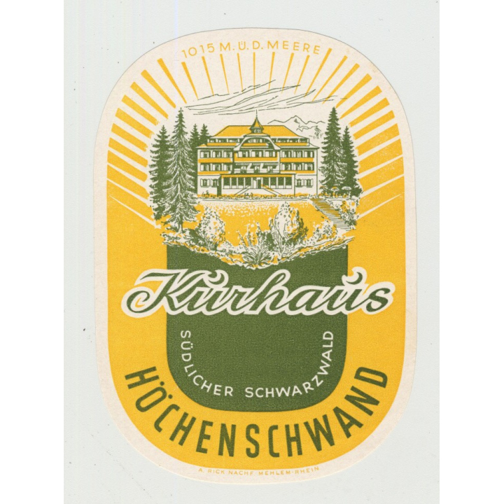 Kurhaus Höchenschwand (Black Forest) / Germany (Vintage Luggage Label)