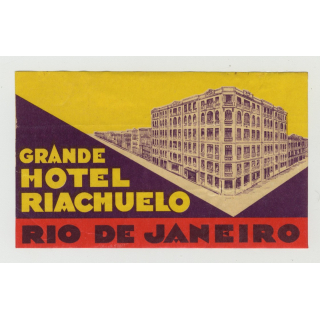 Grande Hotel Riachuelo - Rio De Janeiro / Brazil (Vintage Luggage Label)