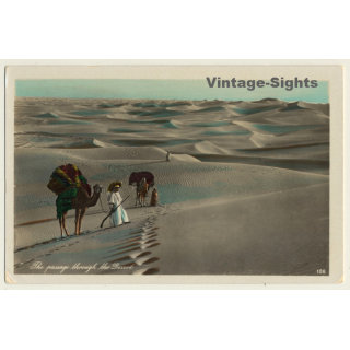 Lehnert & Landrock 188: Passage Through The Desert / Camels (Vintage RPPC ~1920s)