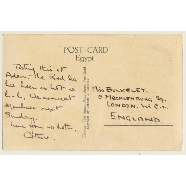 Lehnert & Landrock 188: Passage Through The Desert / Camels (Vintage RPPC ~1920s)