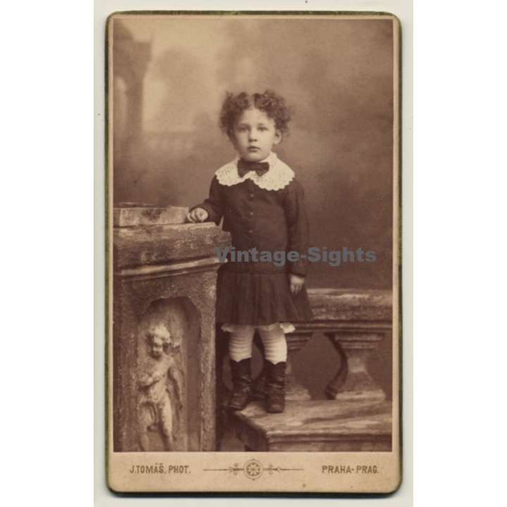 J. Tomáš / Prague: Portrait Baby Girl / Victorian Dress (Vintage CDV / Carte De Visite 1885)