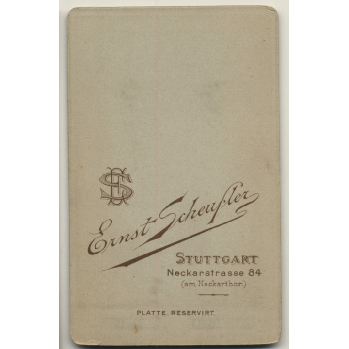 E. Scheufler / Stuttgart: Woman In Victorian Blouse / Hairstyle (Vintage CDV / Carte De Visite ~1880s/1890s)