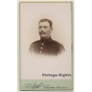 J. Kuttruff / Konstanz: Young Soldier / Moustache - Uniform (Vintage CDV / Carte De Visite ~1880s/1890s)