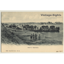 Qantara / Egypt: Pont à Kantara / Camels On Ferry (Vintage PC 1905)