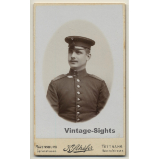 K.Schäfer / Ravensburg: Soldier - Uniform - Moustache (Vintage CDV / Carte De Visite ~1880s/1890s)