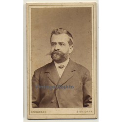 F.Willmann / Stuttgart: Portrait Of Andreas Kaercher (Vintage CDV / Carte De Visite ~1900s)
