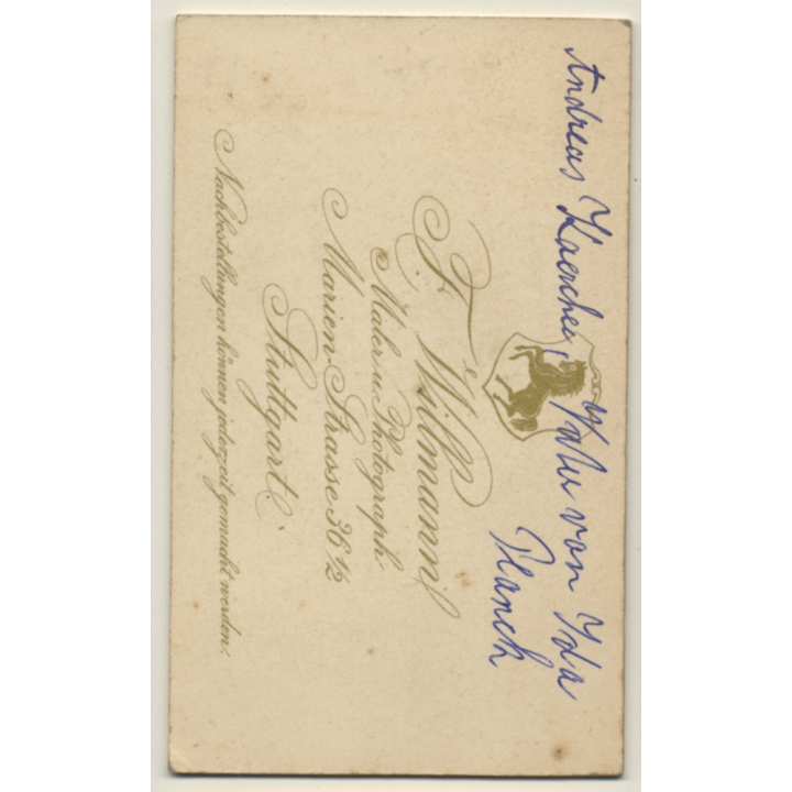 F.Willmann / Stuttgart: Portrait Of Andreas Kaercher (Vintage CDV / Carte De Visite ~1900s)