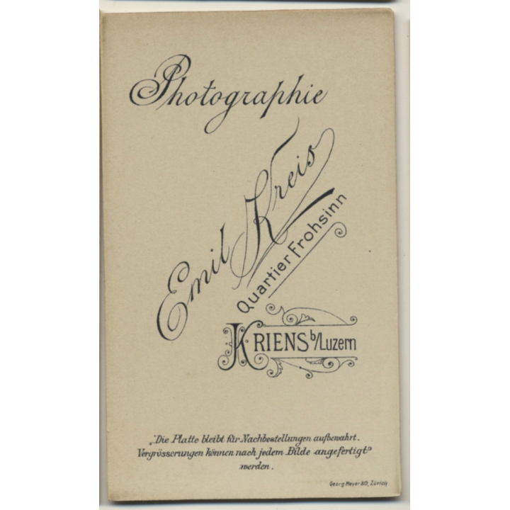 E.Kreis / Kriens: Smart Man / Side Parting (Vintage CDV / Carte De Visite ~1880s/1890s)