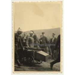 2 Guys With Moustaches Push Soapbox (Vintage Photo ~1910s/1920s)
