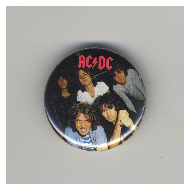 AC/DC - Complete Band (Vintage Pinback Button Badge 1980s)
