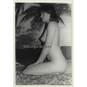 Pretty Kneeling Brunette Nude / Boobs - Wallpaper (Vintage Photo GDR ~1970s/1980s)