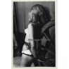 Pretty Blonde Semi Nude On Wagon Wheel *4 / Handcuffs - BDSM (Vintage Photo GDR ~ 1960s)