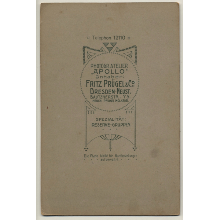 Atelier Apollo - F. Prügel / Dresden: 2 Little Girls / Sisters (Vintage Cabinet Card ~1910s/1920s)