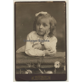 Atelier Apollo - F. Prügel / Dresden: Portrait Of Sweet Little Baby Girl (Vintage Cabinet Card ~1910s/1920s)