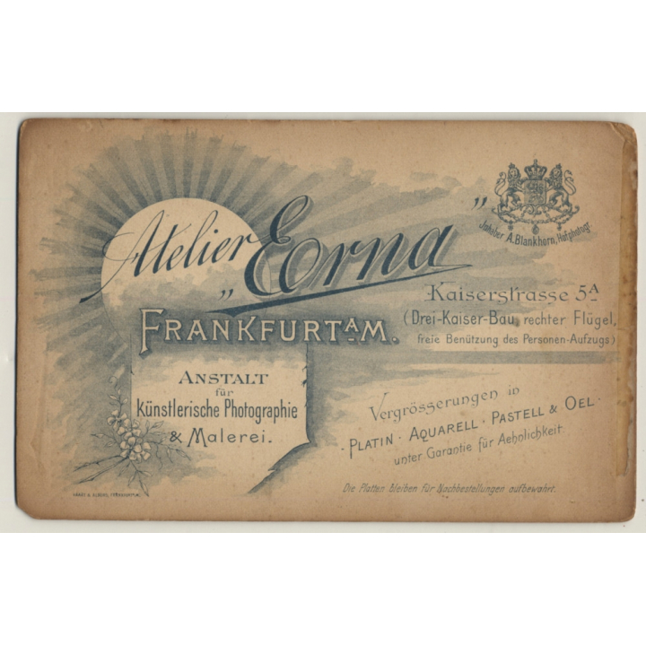 Atelier Erna / Frankfurt: Portrait Of Baby Boy & Baby Girl (Vintage Cabinet Card ~1900s)