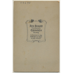 A.Binder / Ebingen: Wedding Couple / Top Hat (Vintage Cabinet Card ~1910s/1920s)