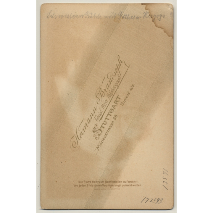 H.Branseph / Stuttgart: Schwestern Rähle & Herzogs (Vintage Cabinet Card ~1900s/1910s)