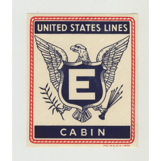 United States Lines - E Cabin  (Vintage US Shipping Line Luggage Label)