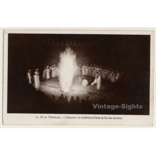 Morocco: L'Ahouach Mystérieuse Danse Du Feu Des Berbères (Vintage RPPC  1942)