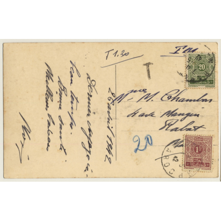 Morocco: L'Ahouach Mystérieuse Danse Du Feu Des Berbères (Vintage RPPC  1942)