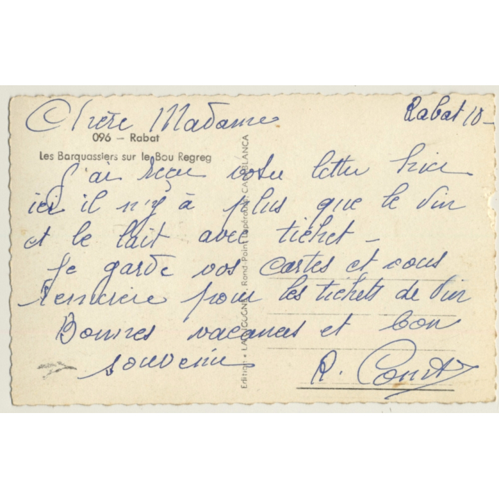 Rabat / Morocco: Barquassiers Sur Le Bou Regreg (Vintage RPPC 1940s/1950s)