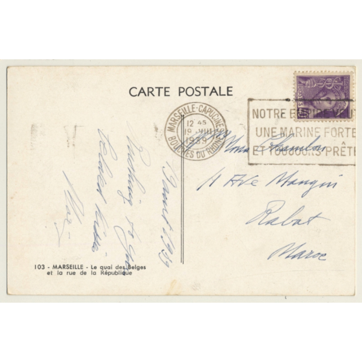 Marseille / France: Le Quai Des Belges - Tram (Vintage PC 1939)