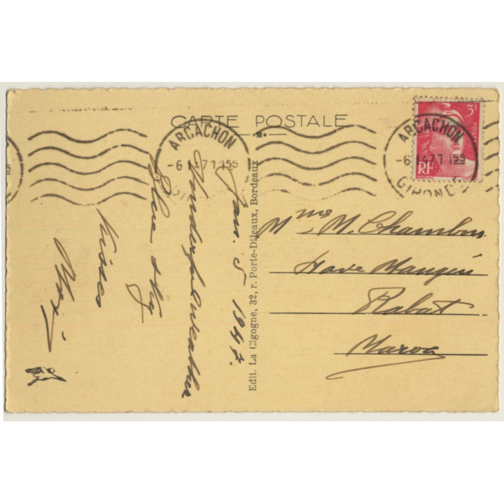 Arcachon / France: La Plage Et La Jetée Thiers (Vintage PC 1947)