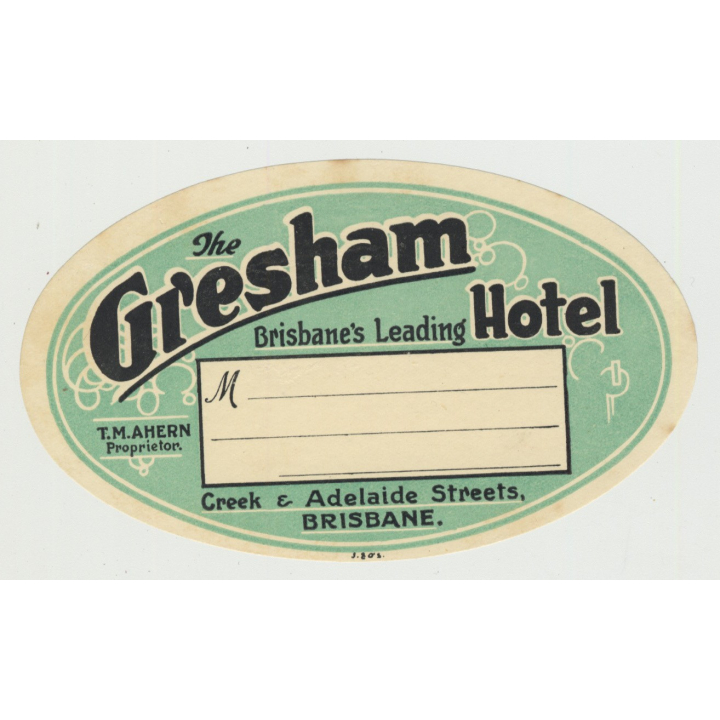 The Gresham Hotel - Brisbane / Australia (Vintage Luggage Label)