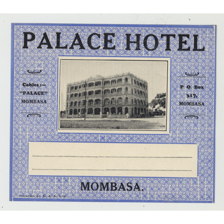 Palace Hotel - Mombasa / Kenya (Vintage Luggage Label)