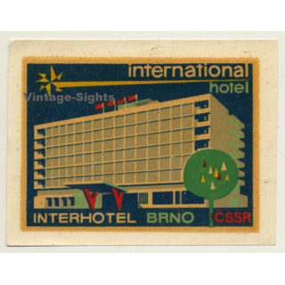 Brno / Czech Republic: International Hotel (Vintage Roll On Luggage Label)