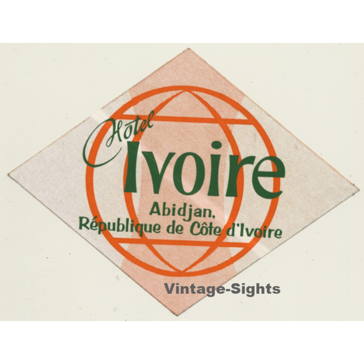 Abidjan / Ivory Coast: Hotel Ivoire (Vintage Self Adhesive Luggage Label / Sticker)