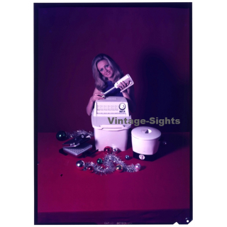 Female Model & Nova Miniwash, Toaster, Hand Blender (Vintage Large Format Diapositive 1970s)