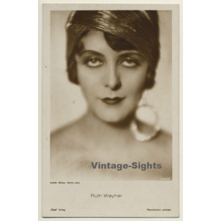 Ruth Weyher - Turban - Earring / Ross Verlag (Vintage RPPC ~1930s)