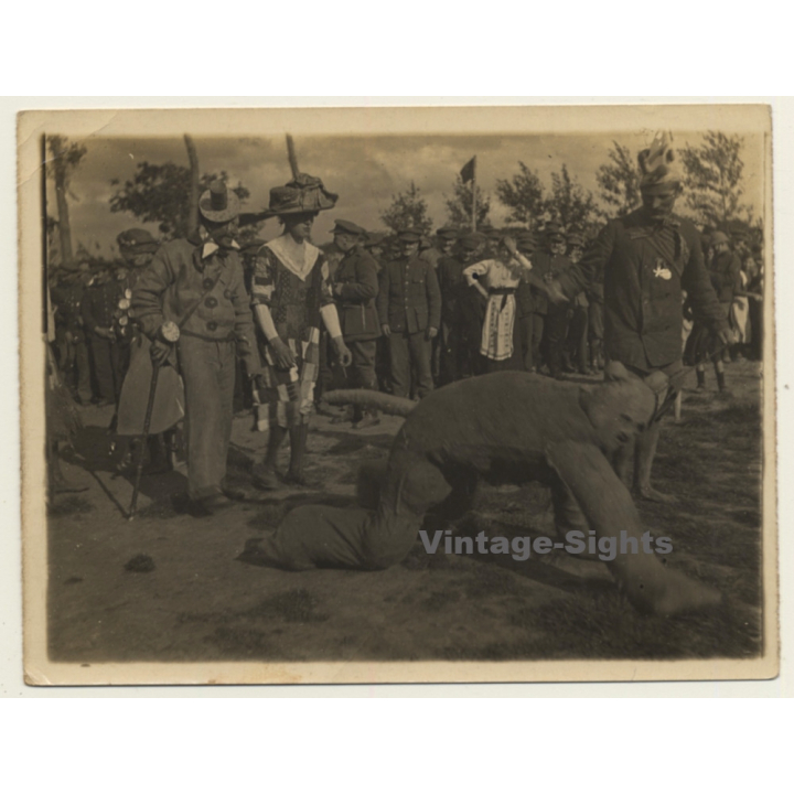 WW1: Soldiers At Carnival Parade / Dog Costume - Garbs (Vintage Photo ~1910s)
