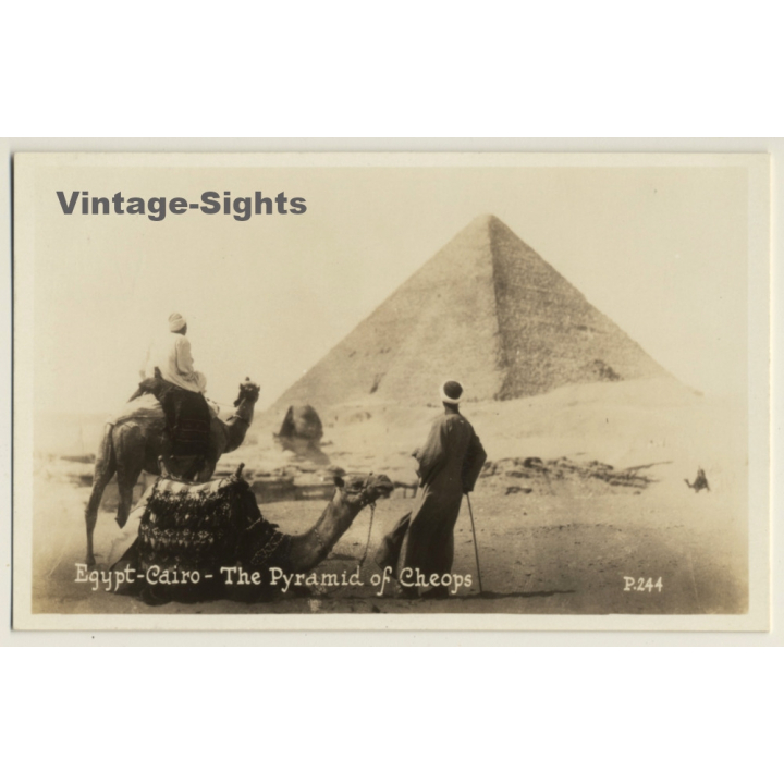 Cairo / Egypt: The Pyramid Of Cheops (Vintage RPPC Canadian Pacific Cruise)