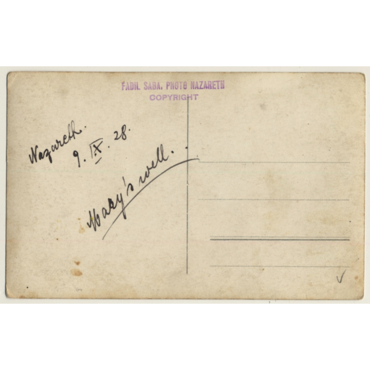 Nazareth / Israel: Virgin's Fountain / Mary's Well (Vintage RPPC Fadil Saba)