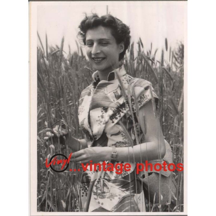 Young Woman In Cornfield (Real Photo: Germany 1950s)