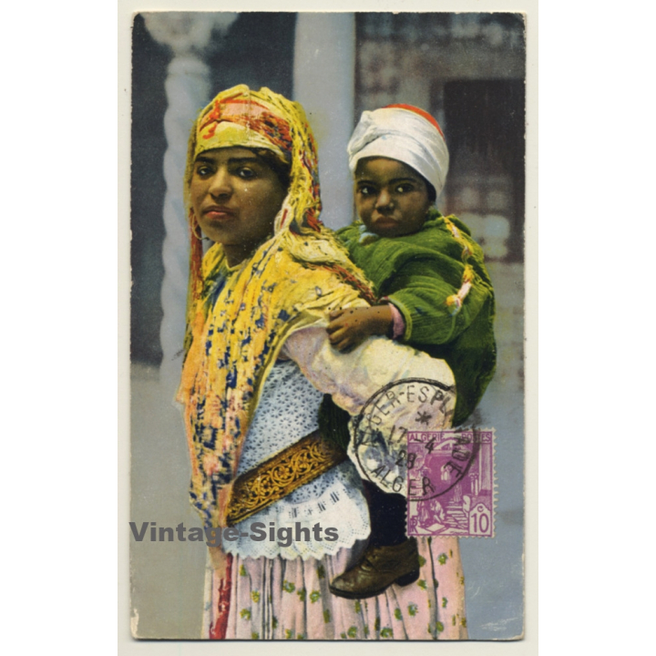 Femme Mauresque Et Son Enfant / Traditional Costume - Ethnic (Vintage PC 1928)