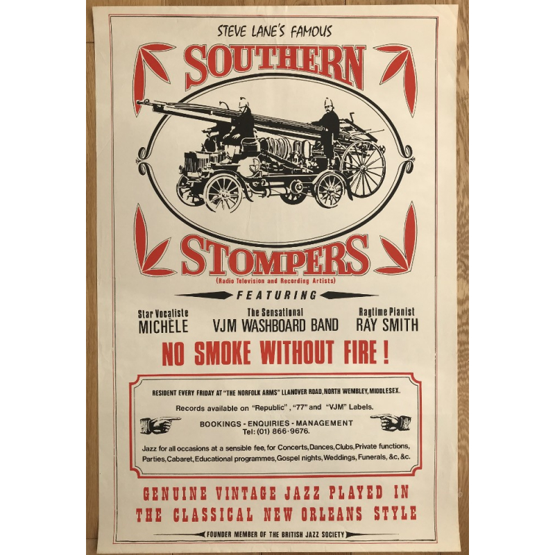 Steve Lane's Famous Southern Stompers (Vintage Jazz Concert Poster)