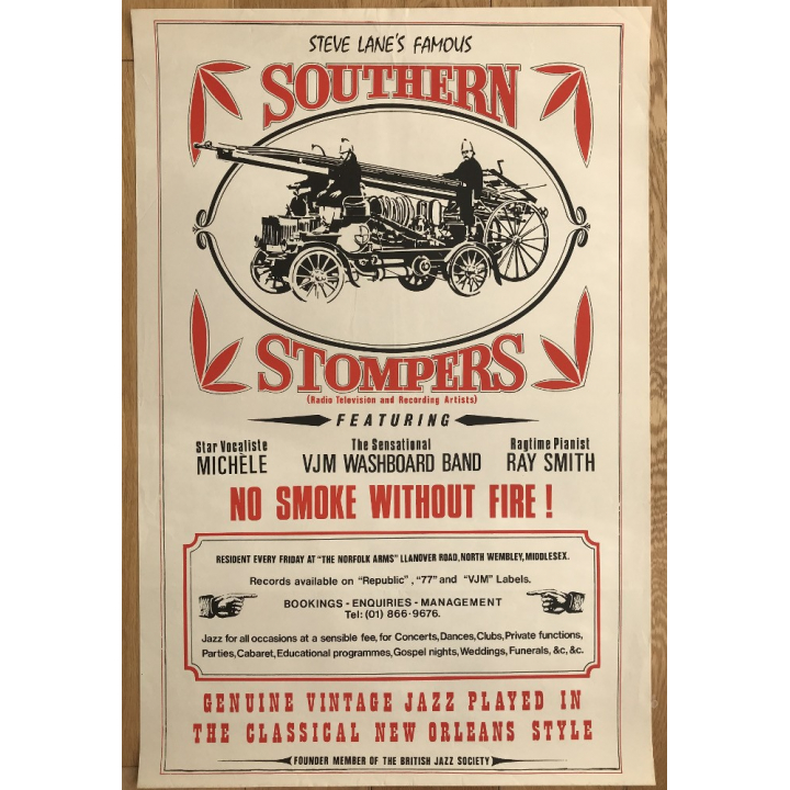 Steve Lane's Famous Southern Stompers (Vintage Jazz Concert Poster)